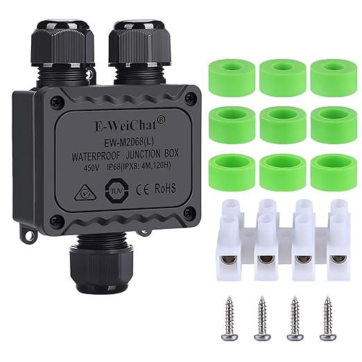 Waterproof Junction Box Outdoor, ip68 3 Way Waterproof Box, M25 Small Box, Suitable for Indoor and Outdoor Lighting