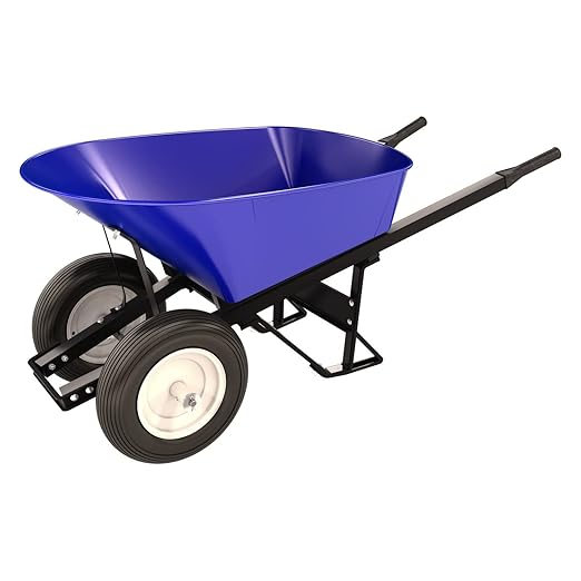 Bon Tool 28 903 Premium Contractor Grade Steel Double Wheel Wheelbarrow with Steel Handle and Ribbed Tire, 6 Cubic Feet