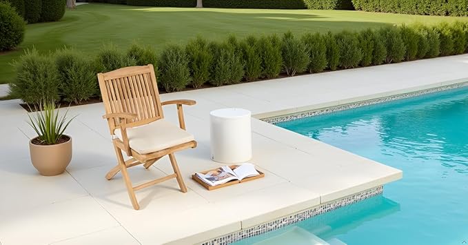 TeakCraft Teak Folding Arm Chair with Cushion - Single Arm Chair- Fully Assembled - Solid Wooden Outdoor, Indoor- Wood Dining Room, Kitchen, Patio, Bistro Chairs, The Era