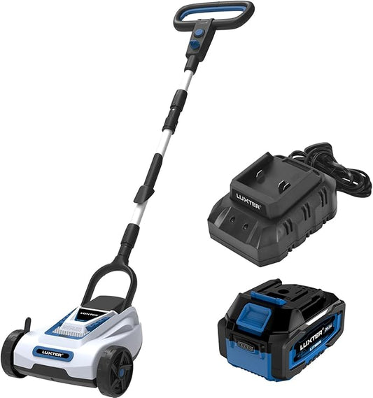 LUXTER 9 Inch Cordless Lawn Mower 6000RPM Brushless Motor 3 Adjustable Cutting Heights (1.5"-2.3") Electric Grass Trimmer 20V 4.0Ah Battery & Charger Mini Lawn Mower for Garden Yard Work and Lawn Care