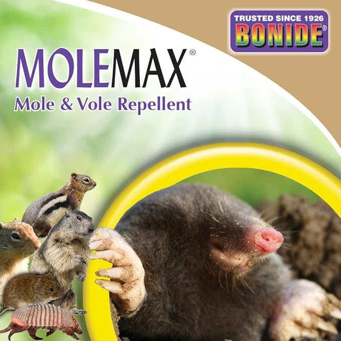 Bonide MOLEMAX Mole & Vole Repellent, 32 oz Ready-to-Spray Animal Repellent for Gardens, People and Pet Safe