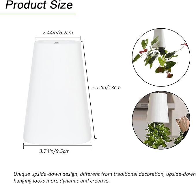 2 PCS Upside-Down Planter Hanging Flower Pot Planter for Balcony Garden Home Decoration (White)