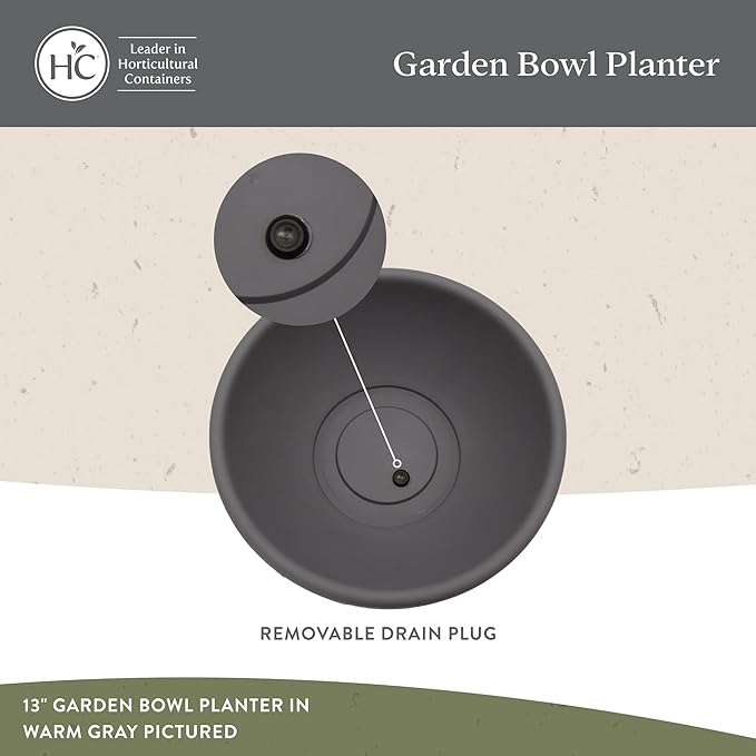 The HC Companies Shallow Planter with Drainage - Contemporary Garden Bowl Planter for Flowers, Herbs & More - Round Succulent Planter Pot for Indoors and Outdoors (20" Slate Blue, Pack of 1)