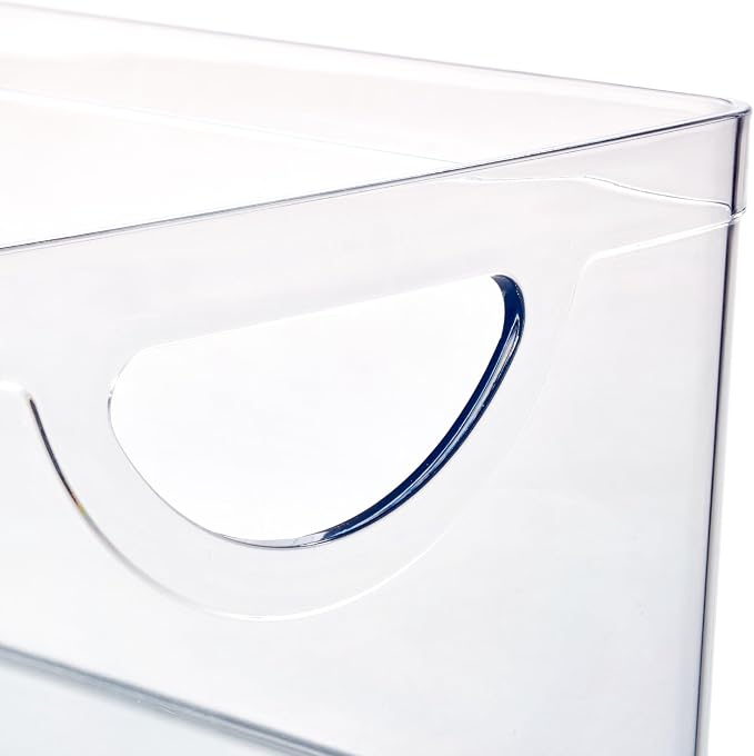 iDesign Stackable Open-Front Storage Bin with Handles, Clear