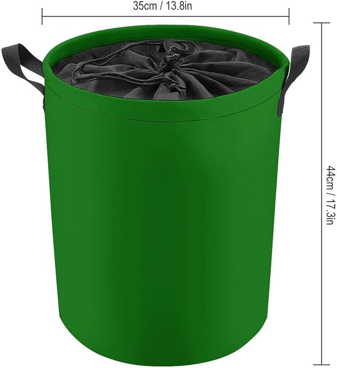 Large Laundry Hamper Bag, Solid Green Trend Color Collapsible Laundry Basket with Drawstring Dirty Clothes Organizer Washing Bin for Family Essentials Storage