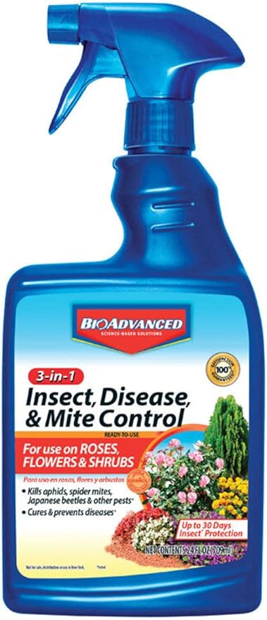 BioAdvanced 3-In-1 Insect, Disease and Mite Control, Ready-to-Use, 24 oz, Plant Bug Spray, Fungicide for Plants and Trees