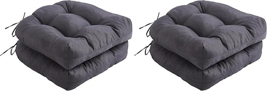 IPYNBAP Outdoor Chair Cushions Set of 2, Patio Chair Cushions with Ties, 17x17+4” Tufted Outdoor Seat Cushions, Waterproof Patio Furniture Cushions, Outdoor Dining Chair Pads, Dark Grey (Pack of 2)