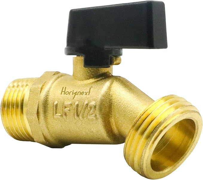 garden hose bibb, npt 1/2 thread inlet GHT3/4 O.D. thread outlet outdoor spigot, brass shut off valve for water pipe draining rain barrel bucket ibc tank. (1 pc)