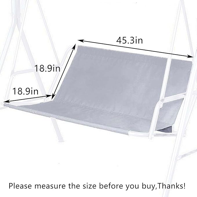 Swing Seat Cover Replacement, 600D Thickened Oxford Waterproof Chair Bench Replacement Cover Outdoor Swing Cushion Cover for 2/3 Seat Patio Garden Swing Chair(Grey, S - 45.3x18.9x18.9in)