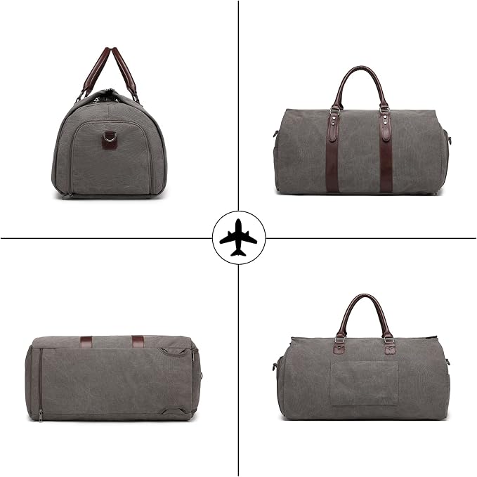 seyfocnia Convertible Travel Garment Bag,Carry on Garment Duffel Bag for Men Women - 2 in 1 Hanging Suitcase Suit Business Travel Bag