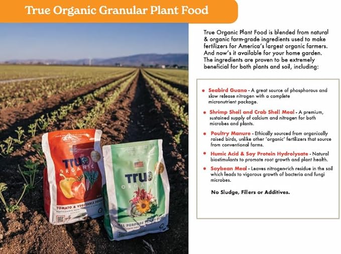 True Organic All Purpose Plant Food – Organic Fertilizer for Fruits, Vegetables, Flowers, and Herbs – 4.5lb Jug Covers 97 sq. ft.