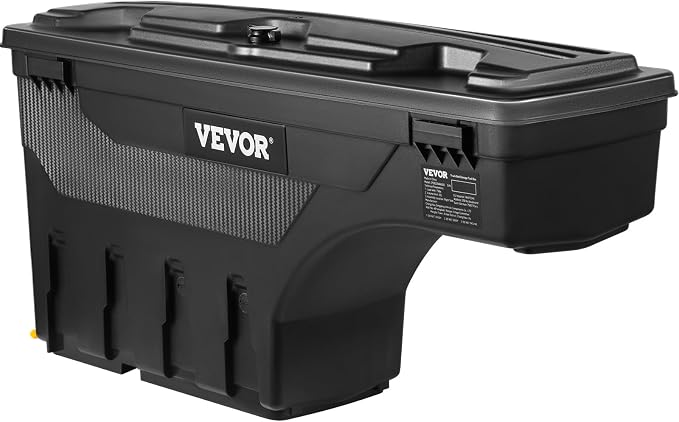 VEVOR Truck Bed Storage Box, Compatible with Dodge Ram 1500 2019-2021 L, Waterproof ABS Wheel Well Tool Box with Lockable Lid and Password Padlock, 6.6 Gal/25 L Truck Bed Toolbox, Driver Side, Black