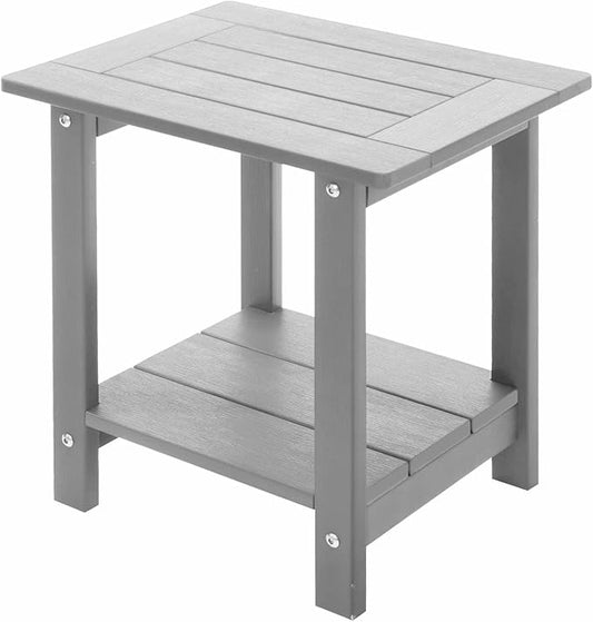 Meluvici Double Adirondack Side Table Weather Resistant, Outdoor Rectangular End Table for Adirondack Chair, Light Grey