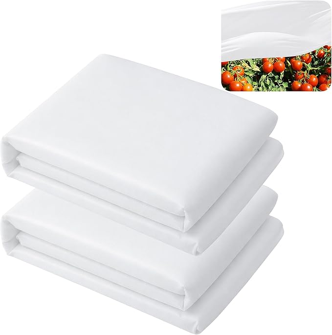 DECOHS 2 Pcs Plant Sun Protection Cloth, 24 x 10 Ft Garden Plant Shade Cloth, Non-Woven White Light Refraction Sunshade Cloth for Protecting Plants Vegetable Rows from Direct Sunlight