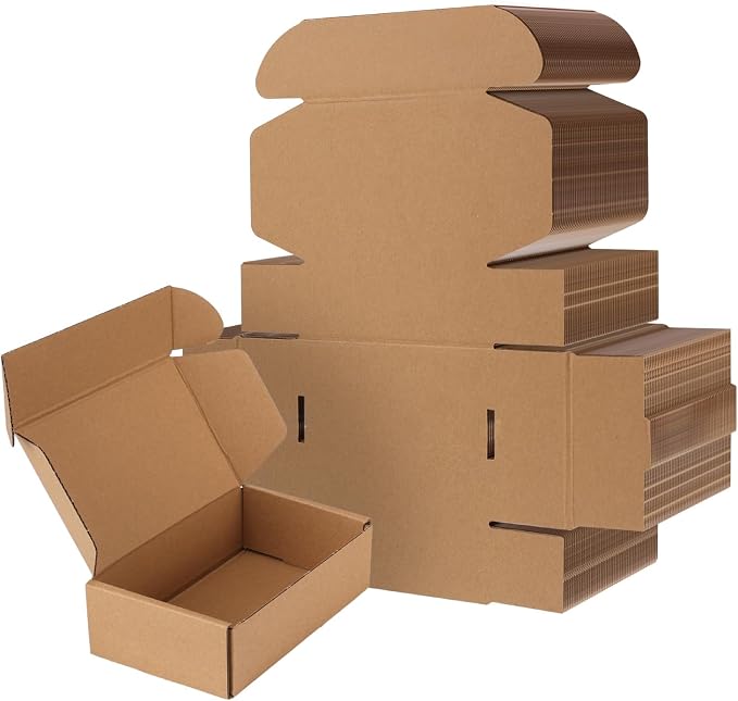 RLAVBL 6x4x2 Small Shipping Boxes Set of 50, Brown Corrugated Cardboard Box for Packing, Mailing, Business