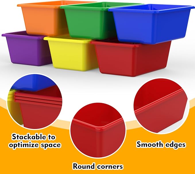 30 Pcs Plastic Classroom Bins, Book Toy Storage Bin Small Cubby Bins Stackable Storage Organizer Containers for Office Home Nursery Playroom (30)