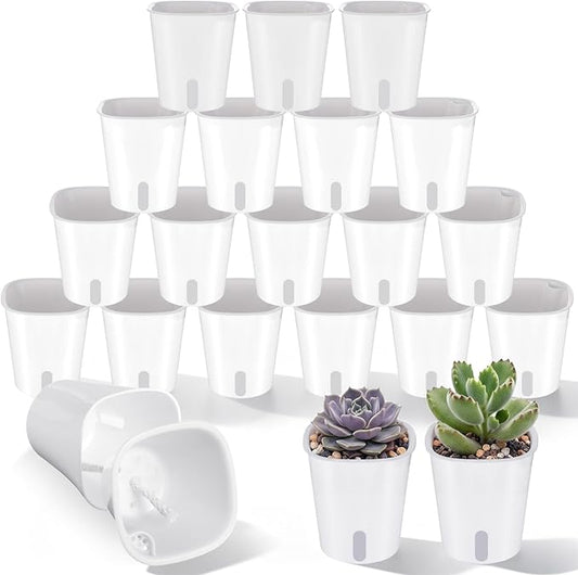 20 Pcs 3 Inch Self Watering Pots Self Watering Planters for Indoor Planters Plastic Garden Flower Pots with Level Indicator Vents