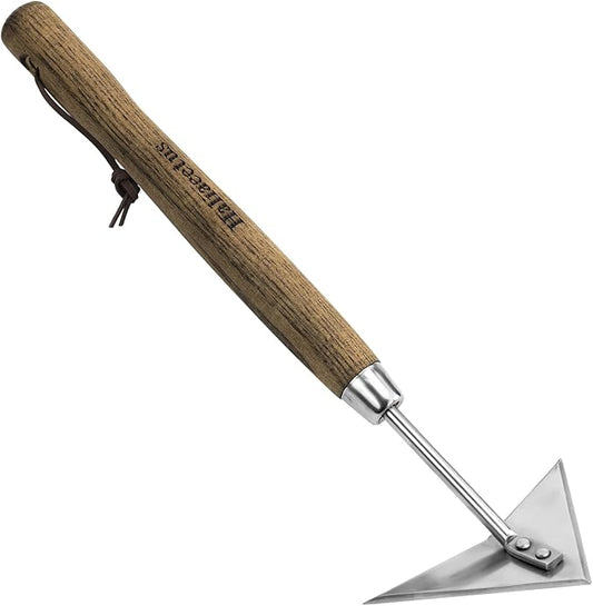 Haliaeetus Triangle Head Hoe, 15'' Scuffle Hoe for Weeding Precisely in Raised Bed, Stainless Steel Rogue Hoe for Weeding in Push-Pull Motion, Push Pull Hoe with Compact Size for Weeding Between Plant