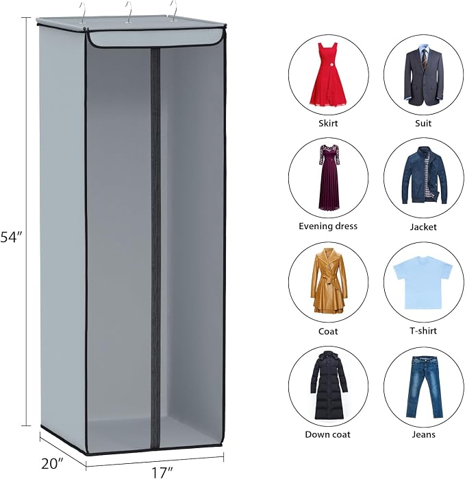 Univivi Garment Bags for Hanging Clothes, Cloth Bag 54 In, 2 PCS, Grey