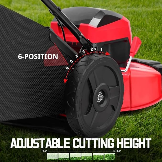 21 Inch/40V Cordless Walk-Behind Lawn Mower，2-in-1 Mulching Bagging,6 Adjustable Cutting Height,Foldable, 2 Batteries & Charger,Easy to Storge,for Garden, Patio, Lawn,Yard