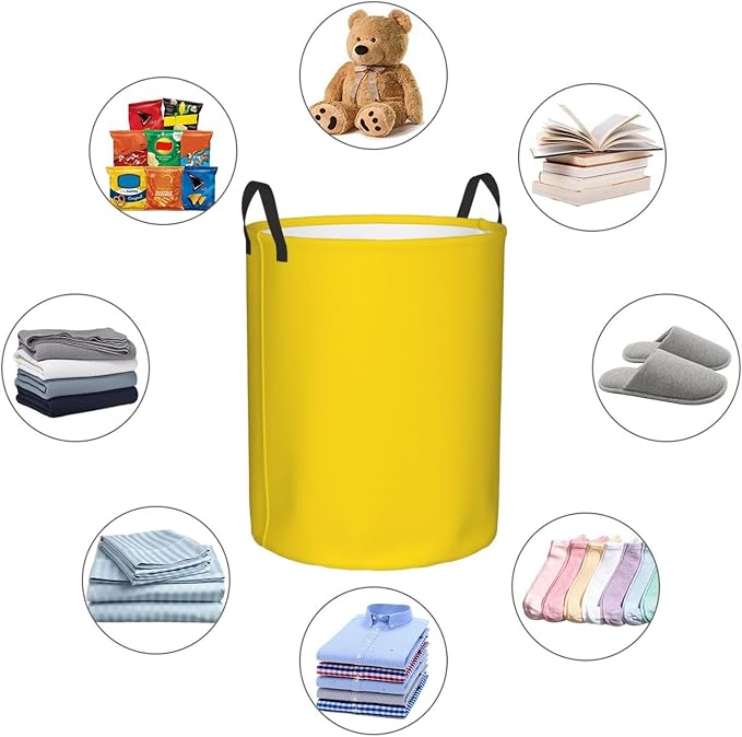 19.6" Large Laundry Hamper Bag, Sunshine Yellow Color Collapsible Laundry Basket Dirty Clothes Organizer Washing Bin for Family Essentials Storage