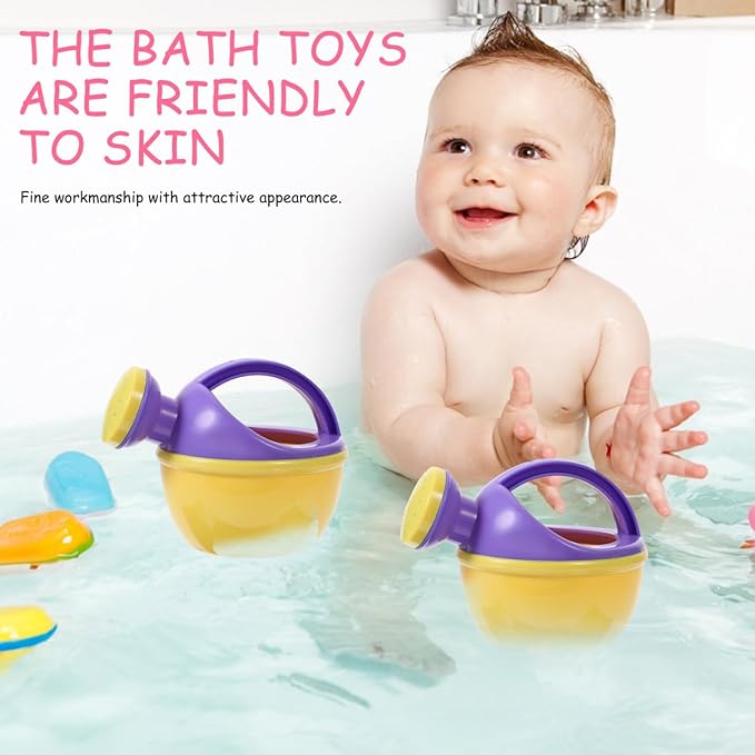 STOBOK Toddler Bath Toys 2-Pack Watering can Set for Baby Bath and Pool Play Mini Plastic Sprinkler Kettle Toys for Indoor and Outdoor Water Fun Ages 1-3