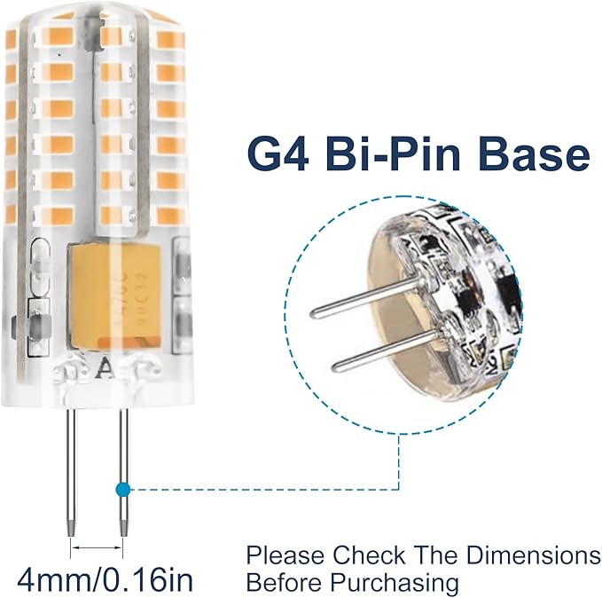 G4 LED Bulb 12V Bi Pin Base Replace 20W Halogen Bulbs for Home and Landscape Lighting Non-dimmable, 3W Warm White 2700K, 10 Pcs