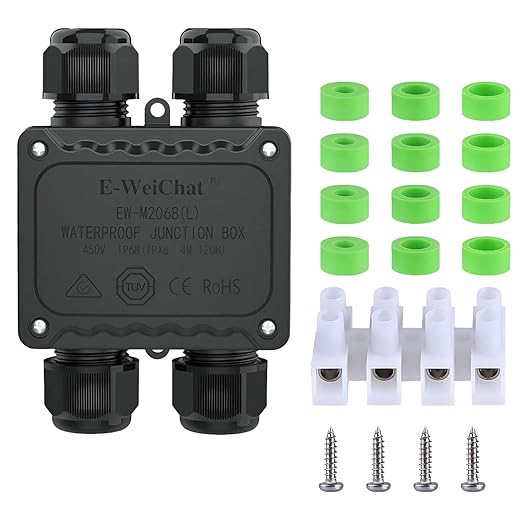 Waterproof Junction Box Outdoor, ip68 4 Way Waterproof Box, M25 Small Box, Suitable for Indoor and Outdoor Lighting