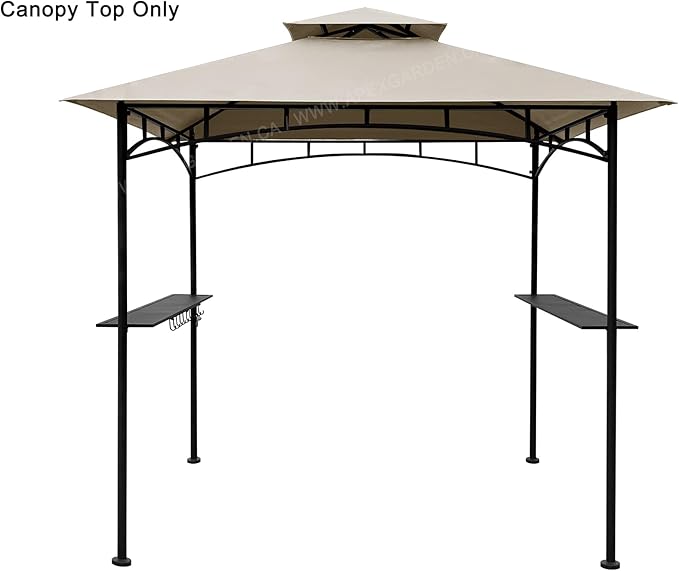 APEX GARDEN Replacement Canopy Top CAN ONLY FIT for model #L-GG001PST-F 8' X 5' Brown Double Tiered Canopy Grill BBQ Gazebo (Top Only) (Beige)