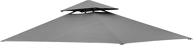 APEX GARDEN Replacement Canopy Top CAN ONLY FIT for model #L-GG001PST-F 8' X 5' Brown Double Tiered Canopy Grill BBQ Gazebo (Top Only) (Grey)