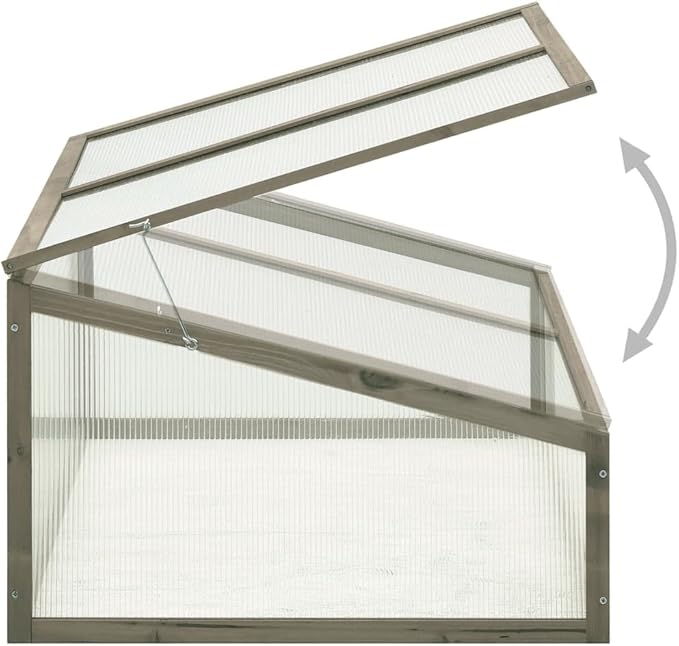 Solid Firwood Garden Portable Wooden Greenhouse, Raised Flower Planter with Open Bottom, Mini Greenhouse Cabinet for Outdoor Indoor Use 39.4"x25.6"x15.7"/Gray