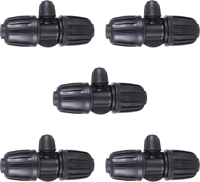 Locked Barbed Tee Connectors,1/2 Inch to 1/4 Inch Irrigation Tubing Fittings Kit for (1/2'' ID x 0.60''-0.63'' OD) 16mm Drip Tubing (10 Pcs Barbed Tee 3-Way)