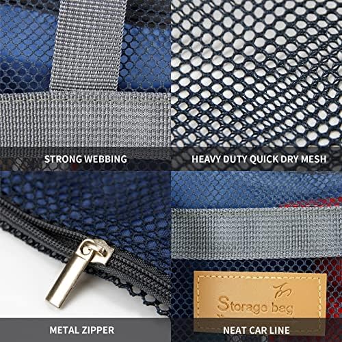 TOPASION Mesh Shower Caddy Bag Portable Hanging Toiletry and Bath Organizer with Zipper for Travel, Gym, Camping, College Dorms, Beach