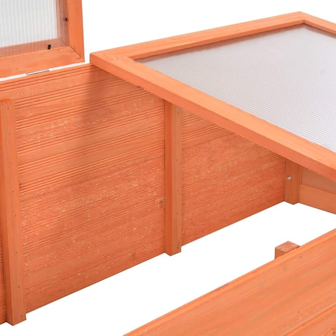 Wooden Garden Portable Greenhouse Sturdy Cold Frame Raised Plants Bed Protection with 2 PC Boards and Openable Top Door Raised Flower Planter Box 39.4"x19.7"x13.4"