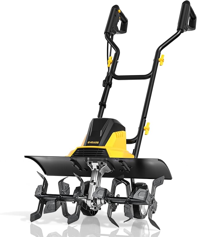 Electric Tiller for Gardening, 18-Inch 13.5-Amp Rototiller & Cultivator with 6x4 Steel Tines, 8.7" Adjustable Tilling Depth, Foldable Electric Garden Tiller with Wheels for Lawn/Yard