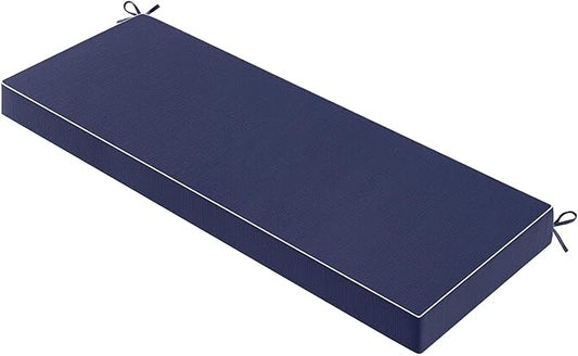 MIULEE Navy Outdoor Bench Cushion 42x18x3 Inch Waterproof 3-Year Color Fastness Patio Furniture Cushions for Porch Swing, Garden Bench Sofa Couch with Adjustable Ties No Slip Design