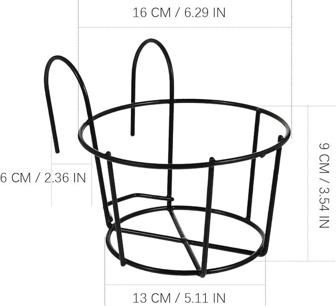 DOITOOL 2 Pcs Balcony Planters Railing Hanging Plant Holder, Metal Fence Planters Hanging Bucket Plant Hangers Flower Pot Holder for Patio Balcony Deck Railing Garden Orchid Patio Outdoor