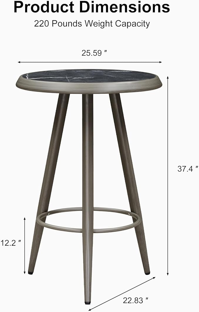 PURPLE LEAF Counter Height Bar Stools Table Dining Table with Weather Resistant for Patio Garden Grey