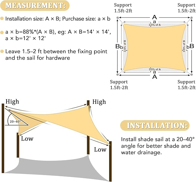 Shade&Beyond 10'x10' Sun Shade Sails Curved Canopy Square Sand 185GSM Shade Sail Permeable for Patio Deck Yard Backyard, (We Make Custom Size)