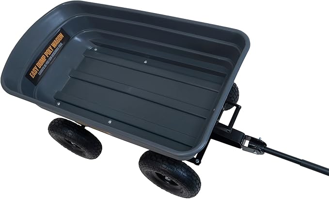 True Temper Poly Garden Cart Wagon, Easy Dump Design, 4 Cu. Ft. Capacity, 10 in. Pneumatic Tires for Lawn, Utility, Yard, Farm
