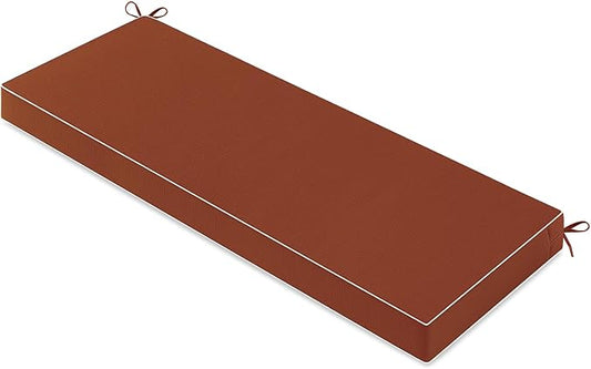 MIULEE Burnt Orange Outdoor Bench Cushion 42x18x3 Inch Waterproof 3-Year Color Fastness Patio Furniture Cushions for Porch Swing, Garden Bench Sofa Couch with Adjustable Ties No Slip Design