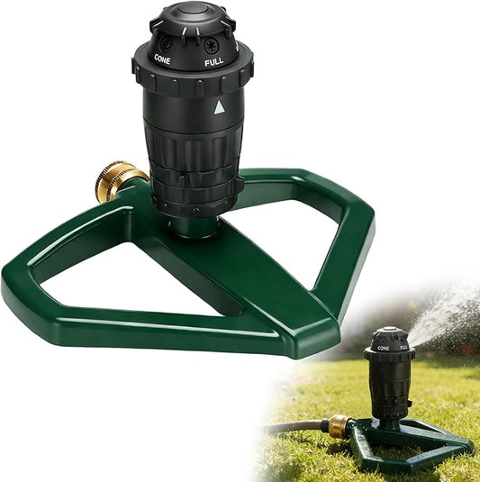 Sprinklers for Yard with Sturdy Zinc Alloy Base - Adjustable Spray Coverage & 5 Spray Patterns Lawn Sprinkler, Efficient Irrigation System for Medium Garden
