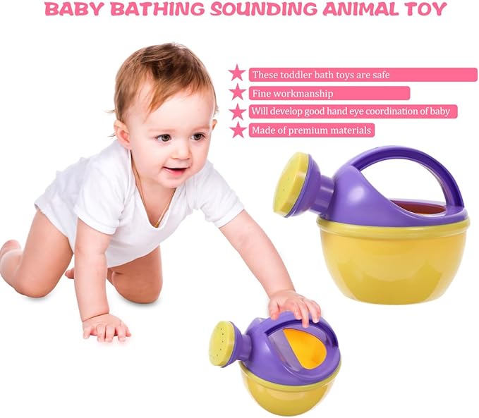 STOBOK Toddler Bath Toys 2-Pack Watering can Set for Baby Bath and Pool Play Mini Plastic Sprinkler Kettle Toys for Indoor and Outdoor Water Fun Ages 1-3