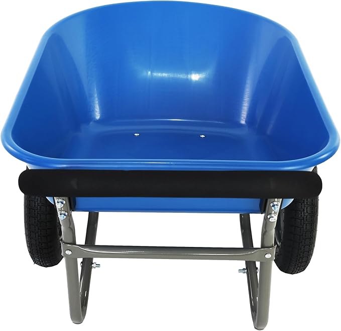 WB189BL Garden Wheelbarrow Two Wheeled Trolley Blue 15 Inch Pneumatic Wheels Easy to Use