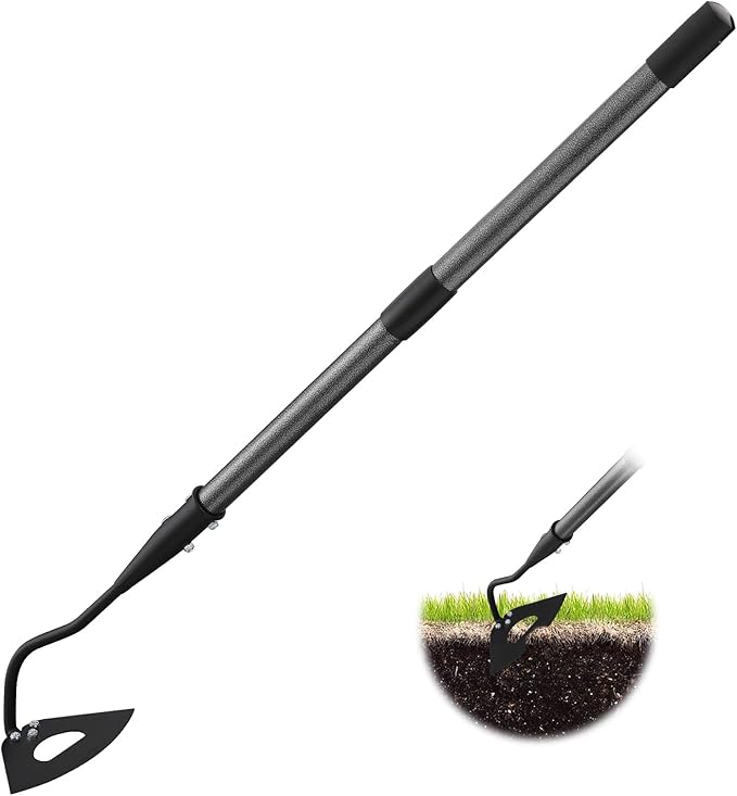 Lilyvane Hardened Hollow Hoe with Long Handle - 85 Inch -Heavy Duty Garden Hoes for Weeding Loosening Soil Digging Planting Ridging, Handy Hoe Garden Tool