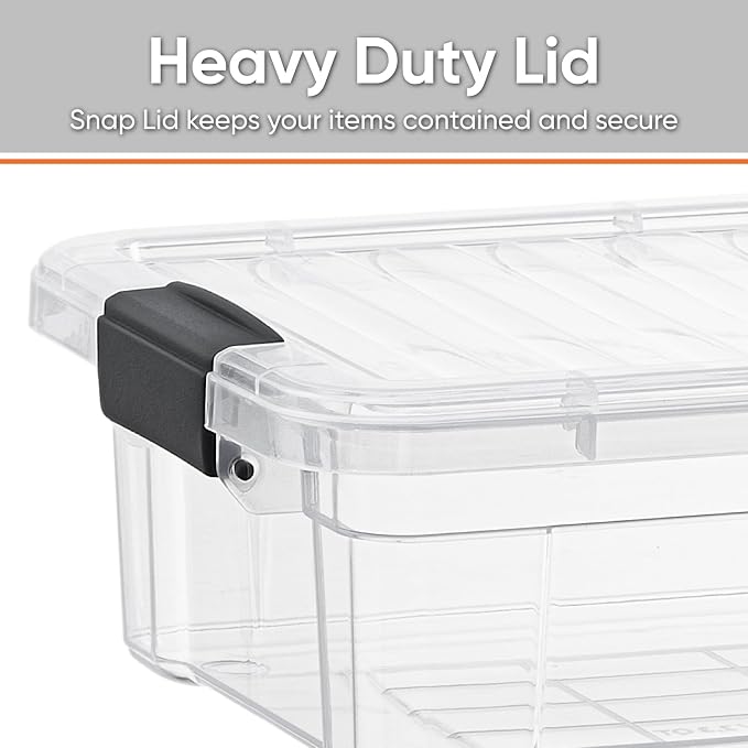 Superio 7.4 Quart Clear Plastic Storage Bin with Lid, Stackable Organizer Box, BPA-Free Storage Container for Home, Garage, School & Office, 4 Pack
