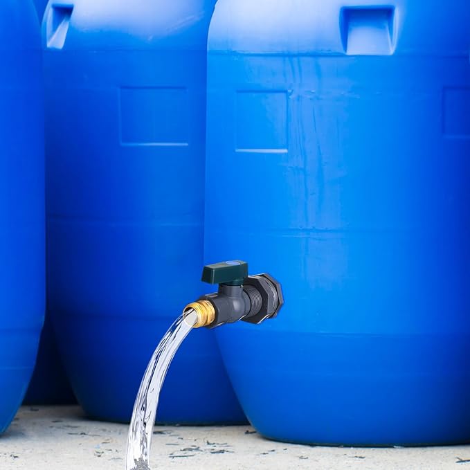 2 Sets 3/4 Inches Rain Barrel Spigot Kit Water Barrel PVC Garden Diverter Kit Include Bulkhead Fitting Hose Faucet Adapter and Thread Seal Tape for Home Outdoor(Metal Style)