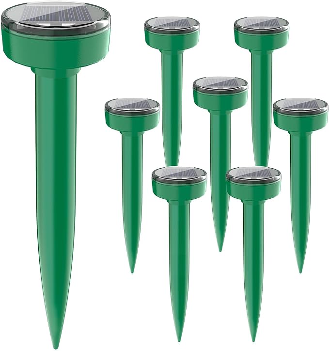Mole Repellent Solar Powered Ultrasonic Gopher Repellent Outdoor, Sonic Mole Deterrent Spikes, Snake Repellent for Yard, Get Rid of Burrowing Rodents Chipmunks Voles Groundhogs Lawn Garden,8 Pack