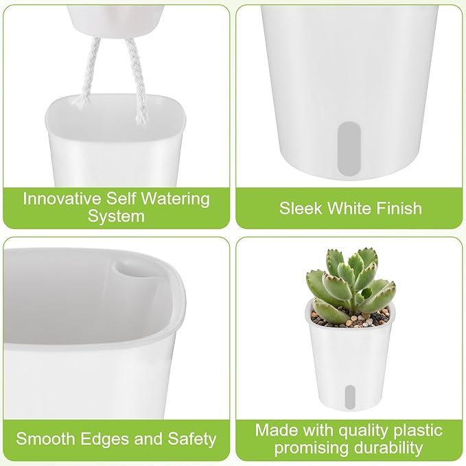 20 Pcs 3 Inch Self Watering Pots Self Watering Planters for Indoor Planters Plastic Garden Flower Pots with Level Indicator Vents