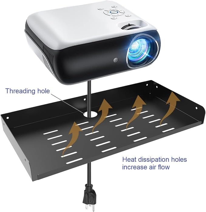 Metal Floating Wall Mounted Shelf Bracket 16.6" W for TV Box | AV, TV Accessories, WiFi Router, Cable Boxes, DVD Player, Games Consoles or Other Small Projectors (16.6 inches Width)